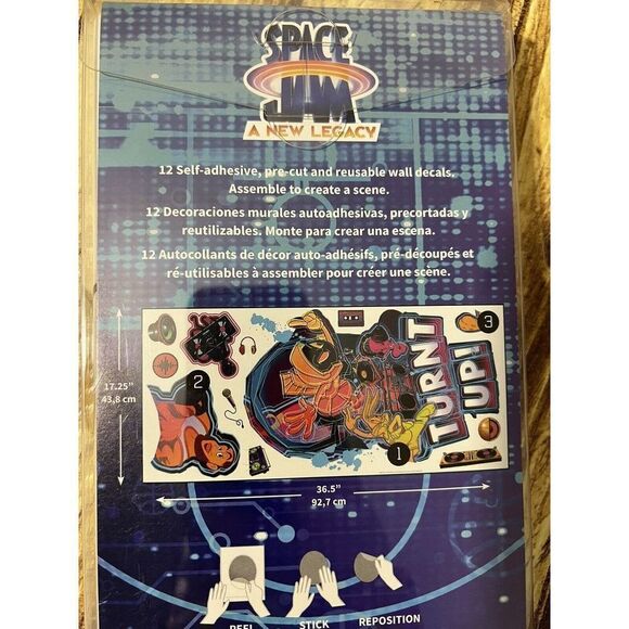 NEW 12 Pc Space Jam A New Legacy Peel & Stick Removable Wall Decals LEBRON JAMES - Picture 4 of 6